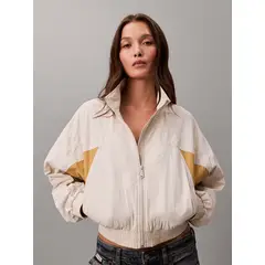 CALVIN KLEIN - Chaqueta Cortaviento Crop Colorblock Beige
