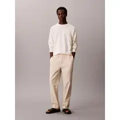 CALVIN KLEIN - Pantalón Recto Pull-On de Lino Crema
