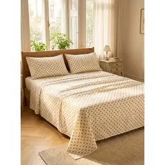 TEXTIL RANCO - Juego de Sábanas 1.5 Plazas – Estampado Polka Dots 180 Hilos