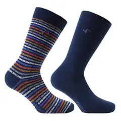 PERUGGI - 2 Pares Calcetín Bamboo Largo Americano Rayas