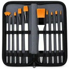 GIORGIONE - Set 12 Piezas 11 Pinceles Acrílico Óleo Acuarela Bolso - PS