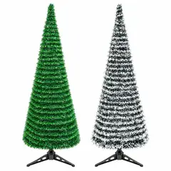 GENERICO - Arbol Navideno Espiral 150 Cm Verde O Nevado Con Base Soporte DVC