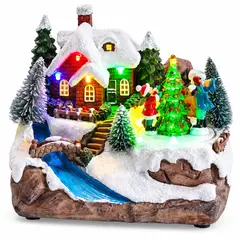 GENERICO - Villa Navideña Musical LED Multicolor Pueblo Nevado Decoración Navidad para Mesa y Hogar DVC
