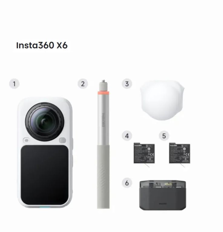 X6 Paquete básico Cámara insignia 8K 360 5K a 60 fps y vídeo ultra angular de 170° · Blanco