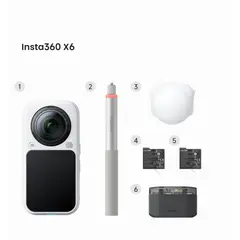 INSTA360 - X6 Paquete básico Cámara insignia 8K 360 5K a 60 fps y vídeo ultra angular de 170°