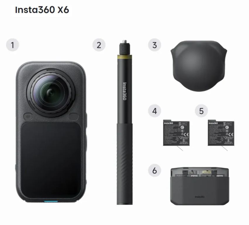 X6 Paquete básico Cámara insignia 8K 360 5K a 60 fps y vídeo ultra angular de 170° · Negro