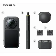 INSTA360 - X6 Paquete básico Cámara insignia 8K 360 5K a 60 fps y vídeo ultra angular de 170°