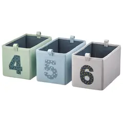 IKEA - Cajas BARNDRÖM, set de 3, verde azul/beige, 17x27x17 cm