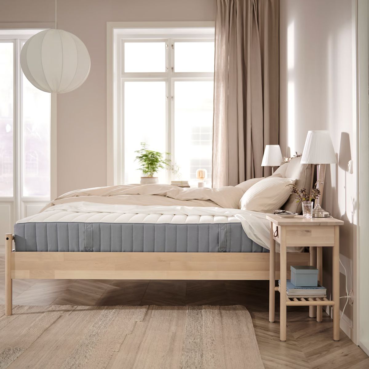 IKEA - Colchón de resortes Pocket VALEVÅG, extra firme/azul costeño, 160x200 cm
