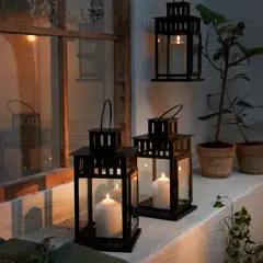IKEA - Farol para vela grande BORRBY, interior/exterior negro, 28 cm
