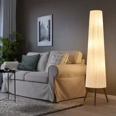 IKEA - Lámpara de pie ÖKENSAND, haya/blanco