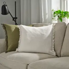 IKEA - Funda de cojín VALLKRASSING, color hueso, 50x50 cm