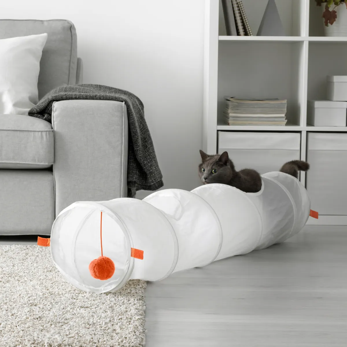 IKEA - Túnel de juego para gato UTSÅDD, blanco/naranjo