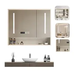 UENMI - Armario Con Espejo Para El Cuarto De Baño Gris Claro Con Luz