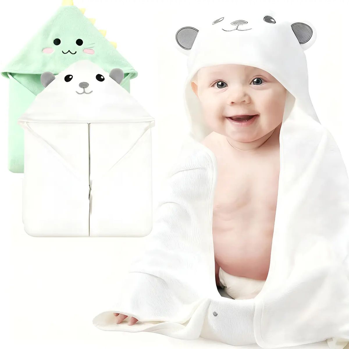 EINICIO - 2x Toalla Baño Bebe Recién Nacido Suave Capucha Animales