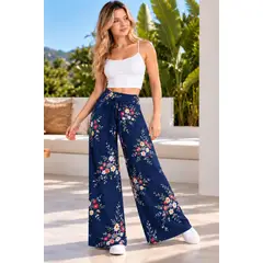 LOOK SHOP - Pantalón Palazzo Mujer. Algodón Estampado. Primavera. 734