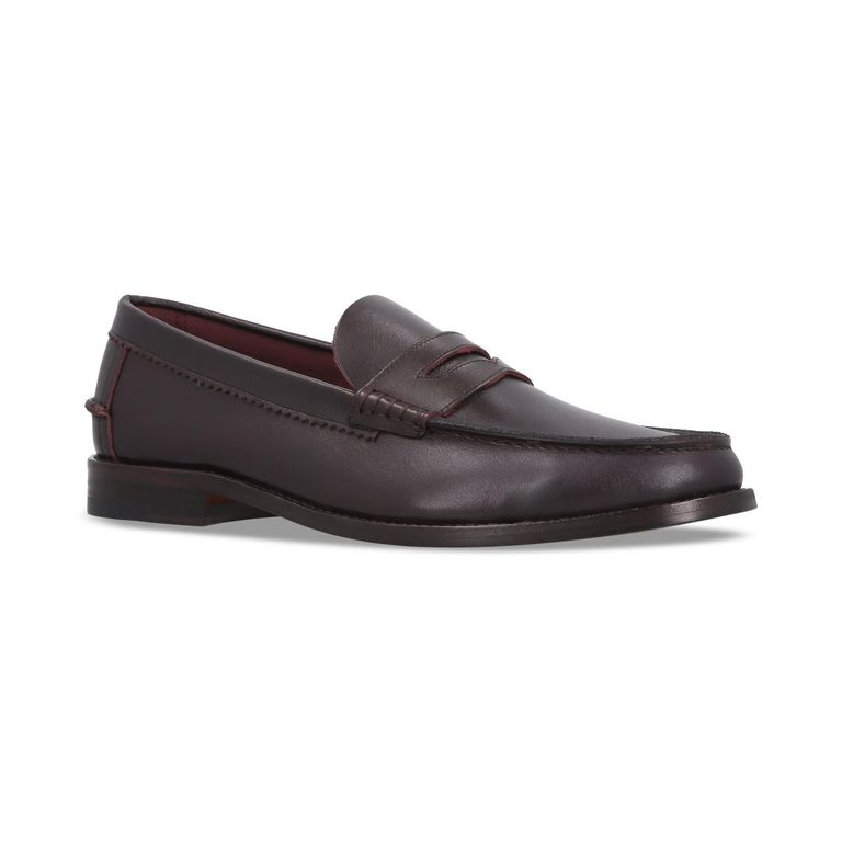 Mocasines Hombre Suela Cuero Moc Arg-5-77 Burdeos