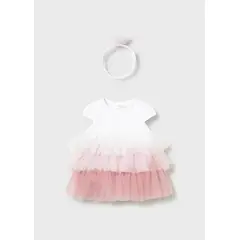 MAYORAL - Vestido volantes con diadema recién nacida