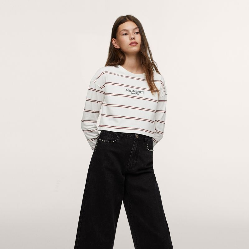 MANGO TEEN - Polera Manga Larga Rayas Niña