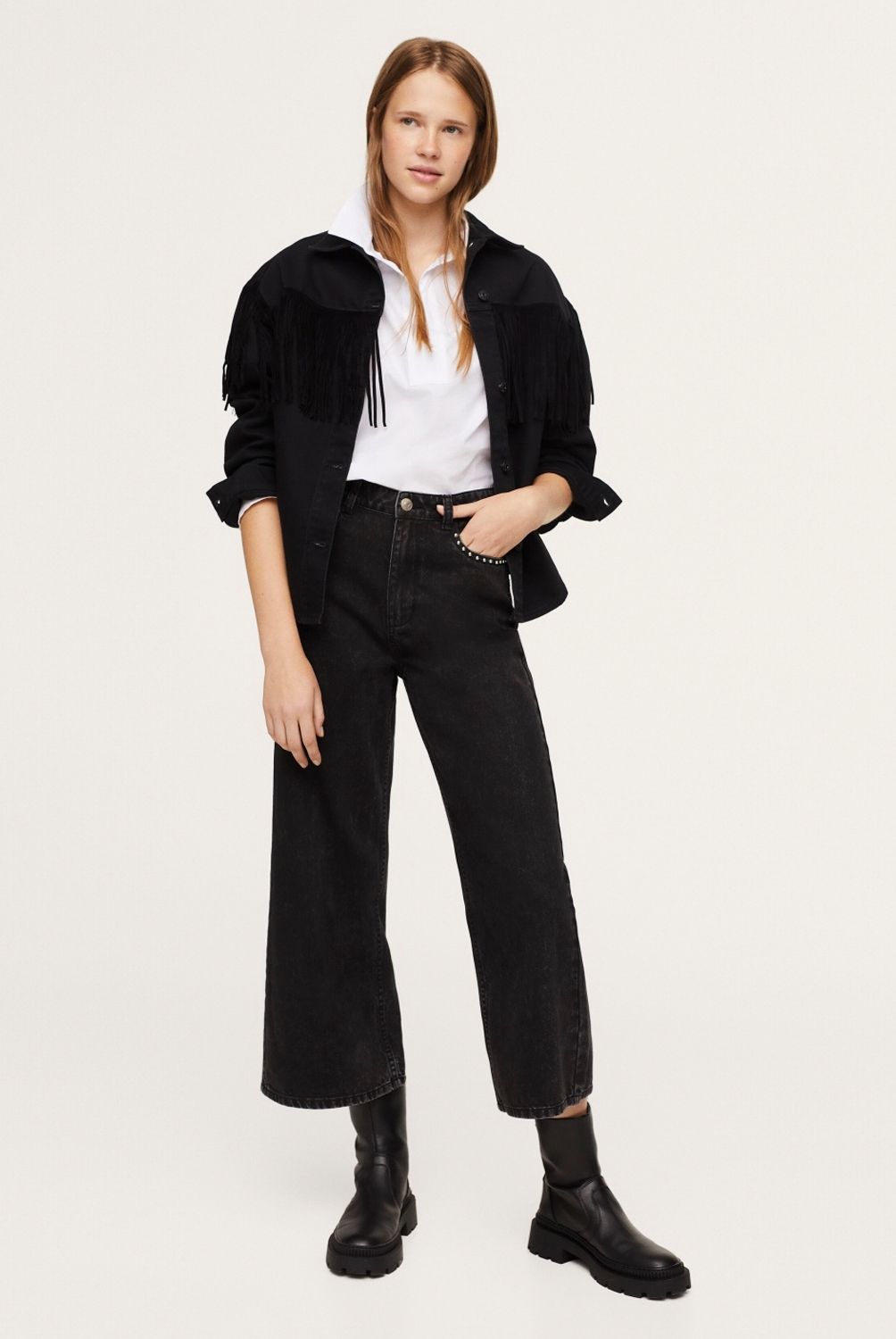 MANGO TEEN - Jeans Culotte Tachuelas Niña