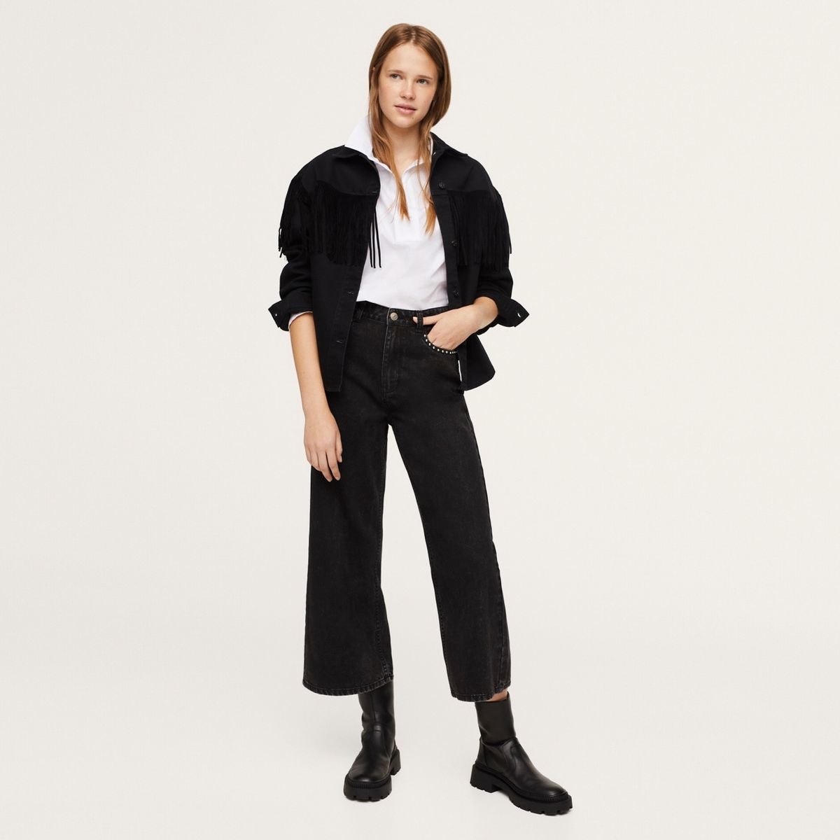 MANGO TEEN - Jeans Culotte Tachuelas Niña