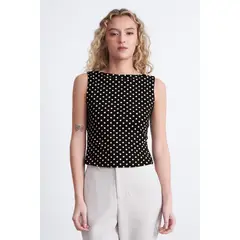 NICOPOLY - Top Cuello Bote Espalda Drapeada Blanco Mujer