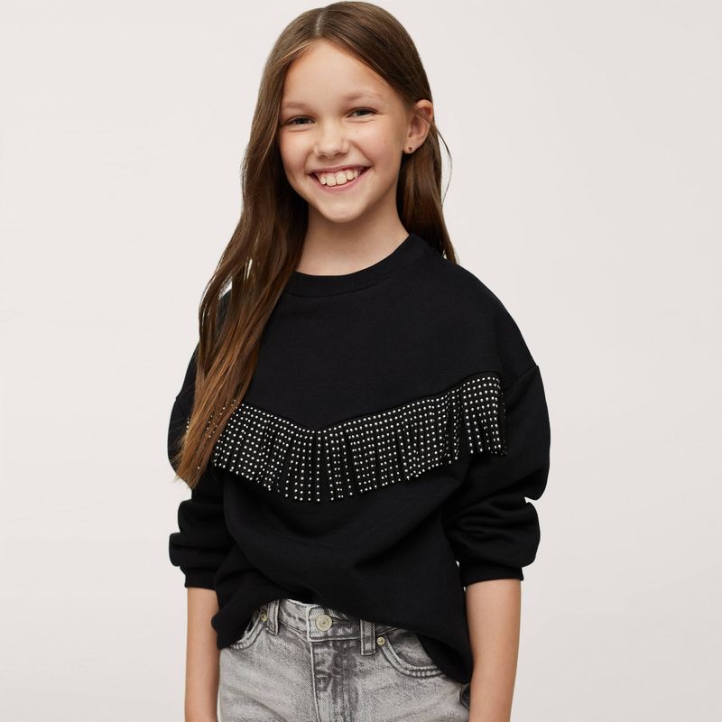 MANGO KIDS - Poleron Flecos Strass  Niña