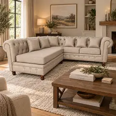 MR WOOD - Sofa Seccional Dubai Lino Beige