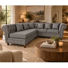 MR WOOD - Sofa Seccional Dubai Lino Gris