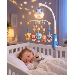 MYLHOGAR - Móvil Musical para Cuna Bebé con Proyector Luz y Control Remoto
