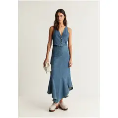 SCALPERS - FALDA MIDI DENIM BAJO VUELO