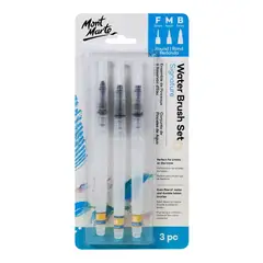 MONT MARTE - Pinceles Con Depósito De Agua Para Acuarela 3 Pcs