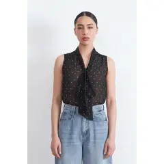 NICOPOLY - Blusa Puntos Corbatín Negro Mujer