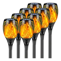 IRM - Antorchas Solares Led Jardin 58cm Pack X8 Efecto Llama Parpadeante Estacas Solar Para Exterior