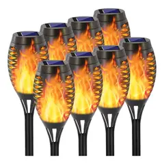 IRM - Antorchas Solares Led Estaca Jardin Pack X8 Efecto Llama Fuego Faroles Para Exterior Sendero Quincho