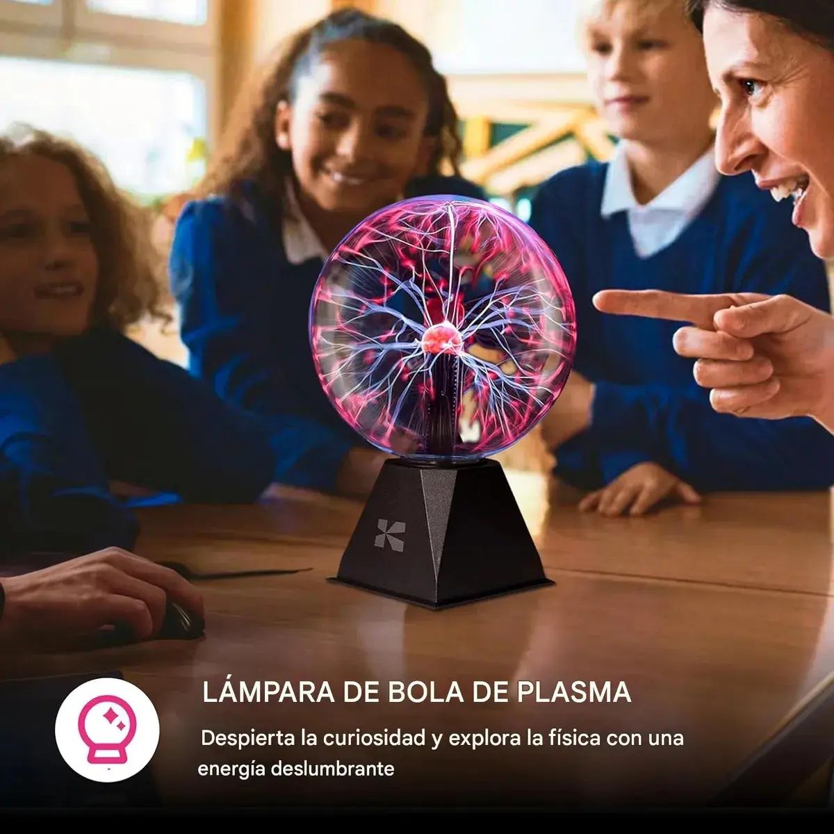 IRM - Lampara Bola De Plasma Esfera Magica Sensible Al Tacto Efecto Rayos De Luz Decorativa Para Velador