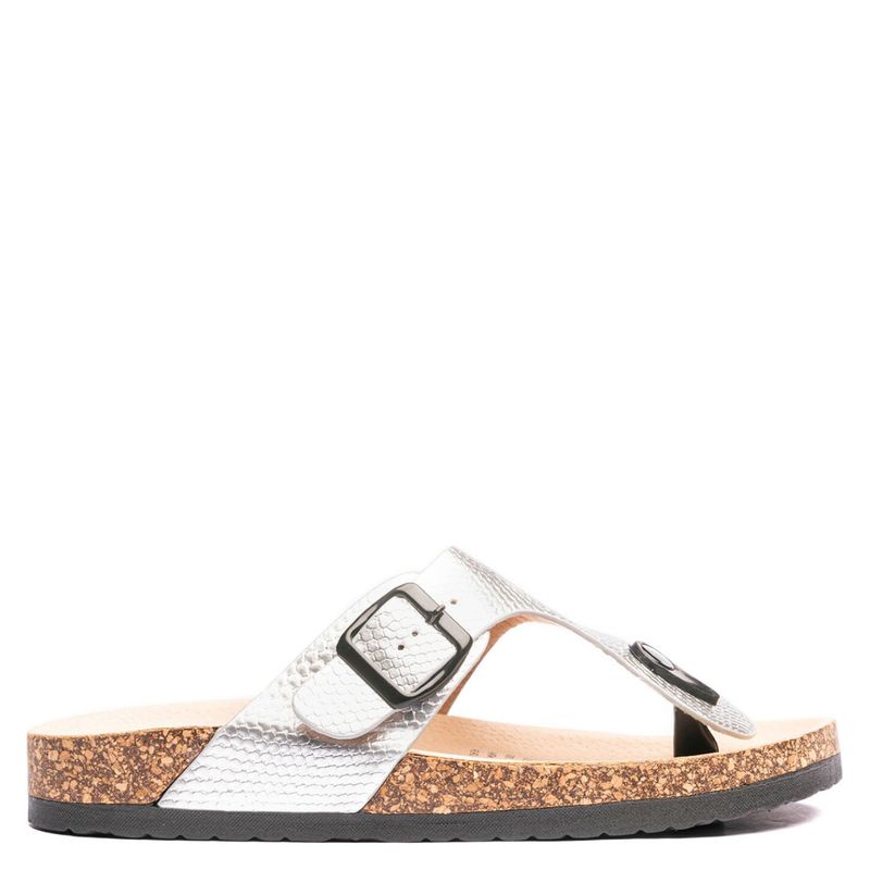 CHANCLETA - Sandalia Mujer New Razo Print Silver