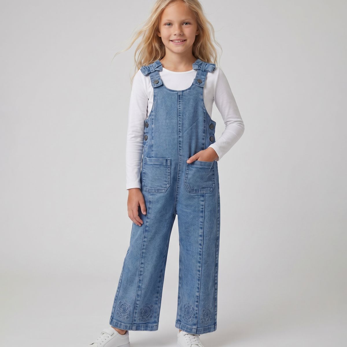 LIMONADA - Jardinera niña con polera L11181270174 denim Limonada