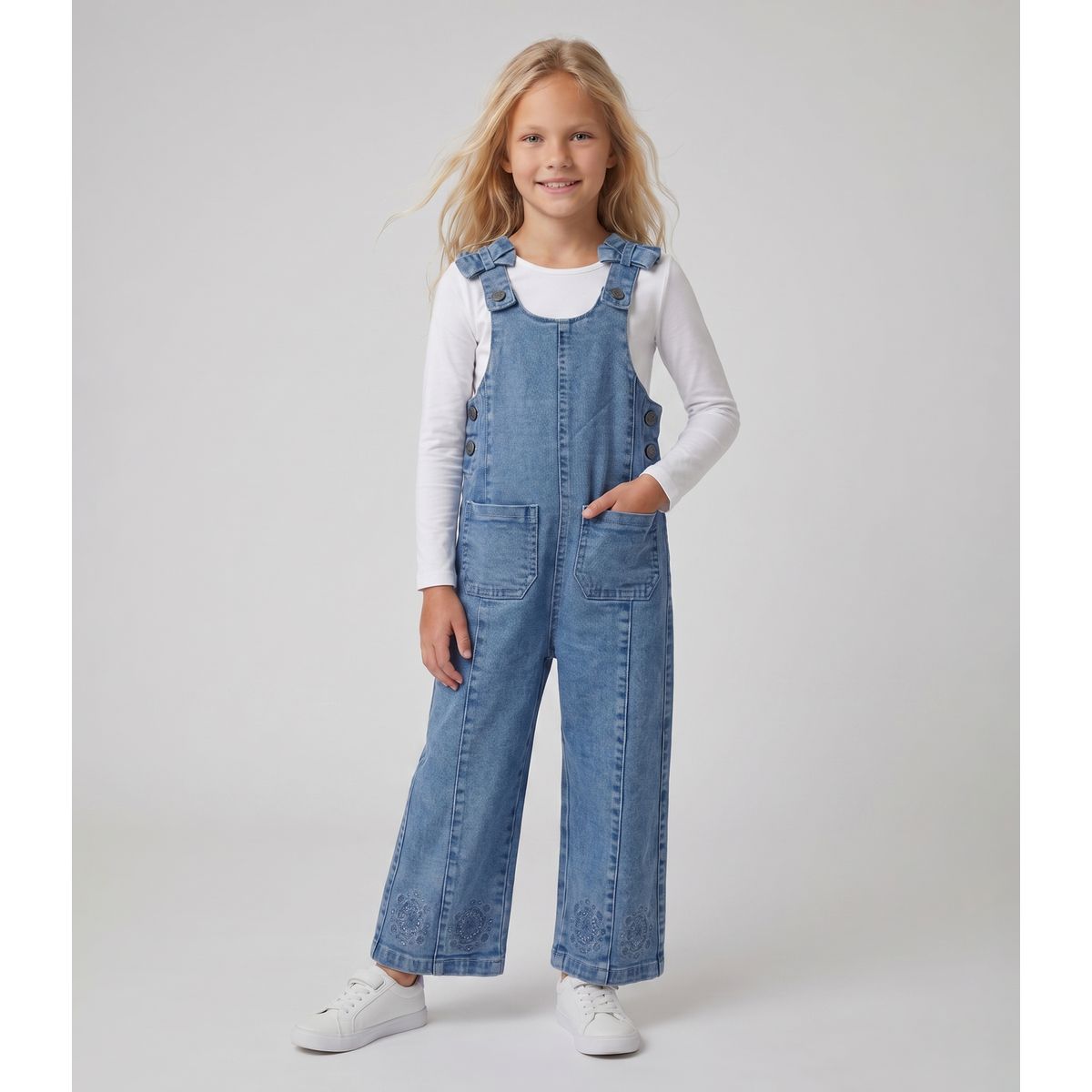 LIMONADA - Jardinera niña con polera L11181270174 denim Limonada