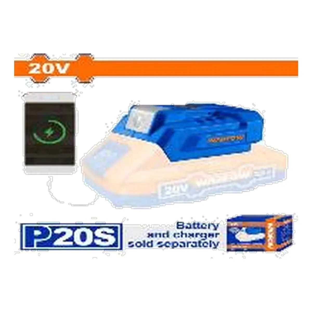 WADFOW - Adaptador Cargador USB Para Batería 20V P20S Wadfow