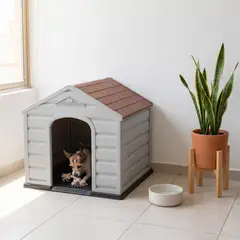 RIMAX - Casa Hogar Refugio Ideal Perro Raza Peqeña Confortable Resistente - Techo Rojo -