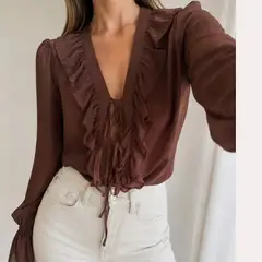 ARRAKASTA - Blusa de gasa semitransparente S-M y L