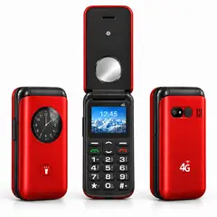 TECNOLAB - Celular Adulto Mayor 4G Tipo Almeja Liberado Botón SOS Rojo