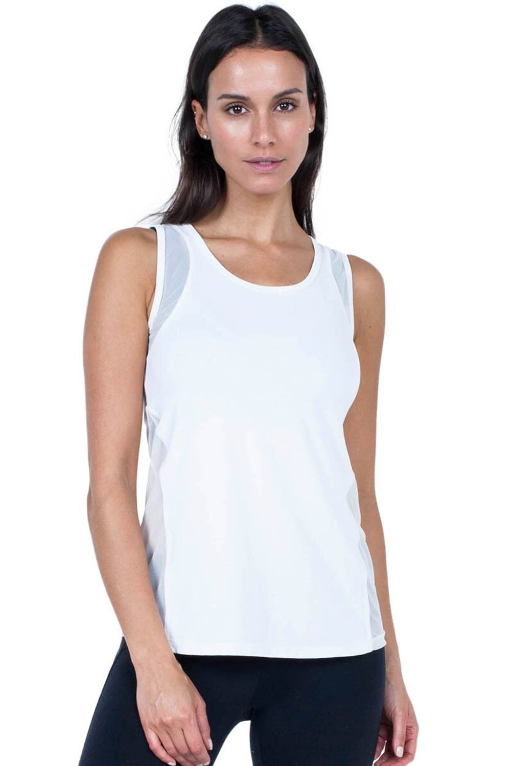 BIA BRAZIL - Polera Dryfit Blanca Franjas Transparencia