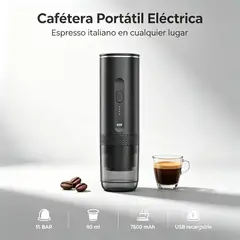 VIDA BUENAS - Cafetera Expreso Portátil 2en1 15Bar para Cápsulas NS y Café Molido Negra