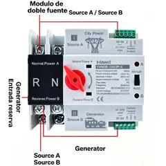 VIDA BUENAS - Interruptor ATS Transferencia Automática 2P 100A 220V 50-60Hz Blanco