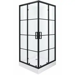 GENERICO - Mampara de Ducha Esquinera 70x70x190 cm – Vidrio Templado 6 mm, Marco Negro + Receptáculo