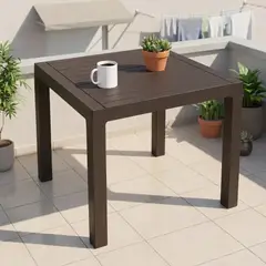 RIMAX - Mesa Terraza Jardín Patio Interior Exterior Plástica - Marrón Oscuro -