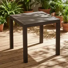 RIMAX - Mesa ideal Exterior Terraza Jardín Patio Plástica Marrón Oscuro -