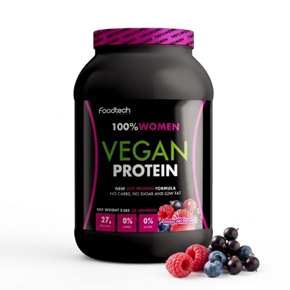 FOODTECH - 100% Women Vegan Protein 2 Lb - Foodtech Sabor Frutos Del Bosque
